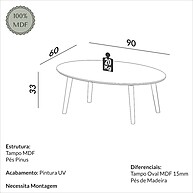 Mesa de Centro Oval Lisboa: Elegância e Praticidade - imagem 2