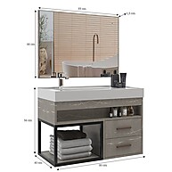 Conjunto Gabinete Banheiro New 80 Nude – Elegância e Praticidade - imagem 2