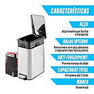 Lixeira Inox 5L com Pedal: Elegância e Praticidade - imagem 2