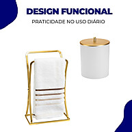 Kit Acessórios Lavabo Dourado Arthi – Luxo e Praticidade - imagem 2
