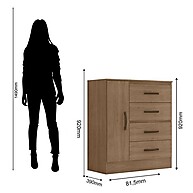 Cômoda Lite 4 Gavetas Carvalho Oak: Design Moderno e Praticidade - imagem 2
