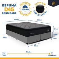 Cama Box Queen D45 Pillow Top: Sono Firme + Praticidade - imagem 2
