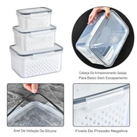Kit 3 Potes Herméticos com Cestos de Drenagem - Organize sua Geladeira com Estilo e Praticidade - imagem 5