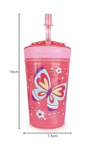 Nuby Copo 2 em 1 com Canudo e Porta Snack Rosa 270ml - Prático e Seguro para Crianças - imagem 3