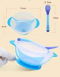 Pratinho Infantil com Ventosa e Divisórias - Silicone Seguro e Antiderrapante Azul - imagem 3