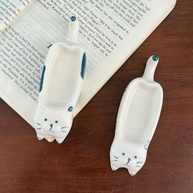 Prato de Cerâmica Decorativo com Gatinho Azul - Estilo Animado Xiaohua - imagem 5