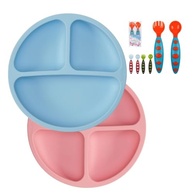 Kit Prato Silicone com Ventosa + Garfo e Colher para Bebê - Seguro, Antiderrapante e Fácil de Limpar - imagem 2