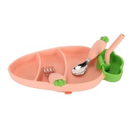 Conjunto de Alimentação Silicone para Bebê Ainoli - Garfo, Colher, Escova e Prato em Forma de Cenoura - imagem 5
