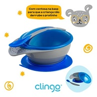 Prato com Ventosa e Colher Colors Azul da Clingo - Segurança e Conforto para Bebês - imagem 5