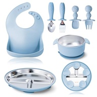 Conjunto de Alimentação Infantil em Aço Inoxidável 304 com Pratos Divididos e Babador - imagem 2