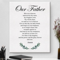 Arte de Parede Cristã Our Father Prayer - Tela 20x25cm com Moldura de Madeira - imagem 1