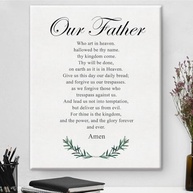 Arte de Parede Cristã Our Father Prayer - Tela 20x25cm com Moldura de Madeira - imagem 2