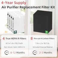 Filtros de Substituição HEPA R e Pré-Filtros de Carbono para Purificador Honeywell HPA100 - Kit Completo com 4 HEPA R + 8 Pré-Filtros - imagem 3