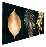 Kit 3 Quadros Decorativos Folhas e Floral Dourado Gold - Design Premium 40x60cm - imagem 2