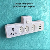 Régua de Energia Premium: 4 Tomadas, 2 USB e 1 USB-C com Carregamento Inteligente e Proteção Anti-Chamas - imagem 3