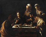 A Ceia em Emaús (1606) de Caravaggio - Reprodução em Canvas 75x93cm | Arte de Qualidade Premium - imagem 1