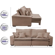 Sofá Cama Retrátil Linho Bege: Conforto Premium! - imagem 2