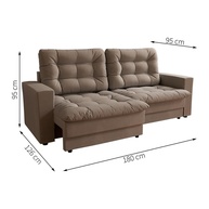 Sofá 3 Lugares Retrátil Bege Lubeck: Conforto Premium - imagem 2