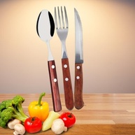 Conjunto de Talheres em Aço Inox com Cabo de Madeira – 48 Peças Premium - imagem 3