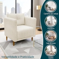 Poltrona Decorativa Aviv em Linho Premium Bege - Conforto e Estilo para Salas e Escritórios - imagem 5