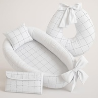 Kit Baby Premium com Almofada de Amamentação, Ninho Redutor e Trocador Portátil Xadrez Branco - imagem 2