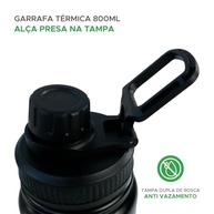 Garrafa Térmica 800ml Premium - Isolamento Quente e Frio com Alça, Aço Inox, Preto - imagem 5