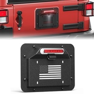 Suporte Placa Jeep JK JKU 2007-2018 com LED Bandeira EUA - Realocação Premium - imagem 2
