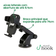 Suporte Veicular Premium Steel Hook: GPS Universal, Ventosa Forte, Trava Automática Anti Queda para Waze, Uber, 99Taxi - imagem 4