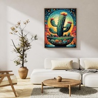 Kit de Pintura por Números para Adultos - Cacto Premium com Tela 40x50cm, Tintas Acrílicas e Acessórios - imagem 4