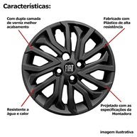 Kit 4 Calotas Aro 14 Fiat Mobi, Argo e Cronos - Preto Premium com Logo - imagem 5