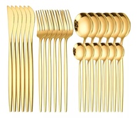 Conjunto de Talheres 24 Peças Dourado Premium - Aço Inoxidável com Design Moderno - imagem 1