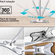 Mop Giratório 360° com Cabo Telescópico 140cm e Microfibra Premium Lavável - Limpeza Inteligente e Sem Esforço - imagem 5