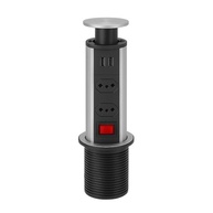 Torre Retrátil de Tomadas Embutir Multiplug com USB-C e Tipo A - Alumínio Premium - imagem 2