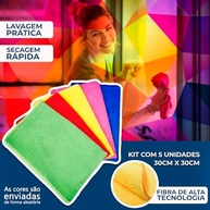 Kit 5 Panos Microfibra Premium - Limpeza Multiuso Reutilizável Lavável para Casa e Carro - imagem 5