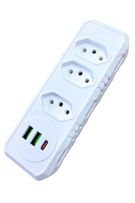 Extensão Elétrica Premium: 3 Tomadas Universais + 3 USB (A+C) Bivolt Inteligente - imagem 1