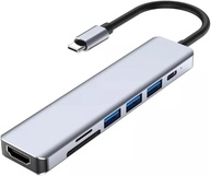 Hub USB 7 em 1 Adaptador USB-C Premium com Saída HDMI 4K a 60Hz, 7 Portas, USB 3.0, Leitor de Cartão SD, Fonte de Alimentação Tipo C, Carregamento Rápido Multiportas 7x1 Premium - imagem 1