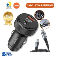 Carregador Veicular Turbo 60W com 2 Entradas USB-A + USB-C e Cabo Premium - imagem 4