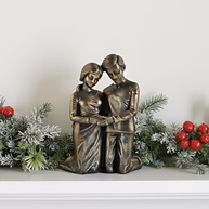 Estátua de Casal em Oração - 16cm em Resina Bronze - Presente Religioso para Decoração Cristã - imagem 3