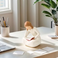 Estátua de Leitora Pensadora em Resina - Presente Ideal para Amantes de Livros, Bibliotecários e Professores - imagem 3