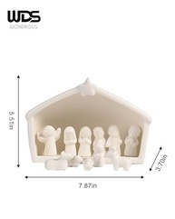 Conjunto de Presépio de Cerâmica Branca 12 Peças - Decoração Moderna de Natal - imagem 3