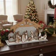 Presépio de Natal 13 Peças Branco com Detalhes em Palha Indiana | Decoração Tradicional e Sofisticada - imagem 4