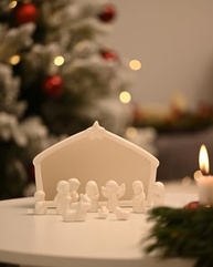 Conjunto de Presépio de Cerâmica Branca 12 Peças - Decoração Moderna de Natal - imagem 5
