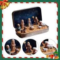 Mini Presépio de Natal em Resina com Figuras da Sagrada Família – Decoração Portátil e Presente Rústico para Mesa e Escritório - imagem 4