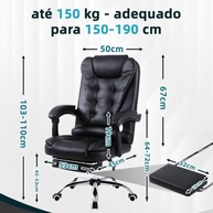 Cadeira Presidente Ergonômica com Apoio para Pés e Encosto Ajustável - Conforto Premium para Home Office - imagem 3