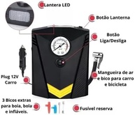 Bomba Compressor Portátil 12V: Pneu Carro, Moto, Bike e Bola - Pressão Máx 150 PSI - imagem 4