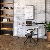 Escrivaninha Office 1.20m - Design Moderno Branco Chess com Estrutura Preta | Ideal para Escritórios e Home Office - imagem 2