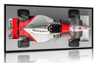 Quadro Decorativo Carro Corrida Honda Senna F1 130x60cm - Moldura Preta com Vinil Brilhante - imagem 2