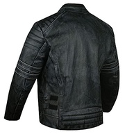Jaqueta masculina SHADOW motocicleta envelhecida couro bovino armadura preta - imagem 4