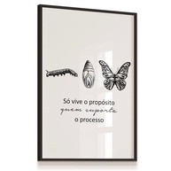 Quadro Decorativo Borboleta Metamorfose com Frase Inspiradora - 33x43cm - Moldura Preta - imagem 1