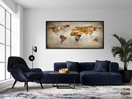 Quadro Mapa Mundi Rústico 130x60cm - Decoração Moderna para Sala, Quarto e Escritório com Moldura Preta - imagem 5
